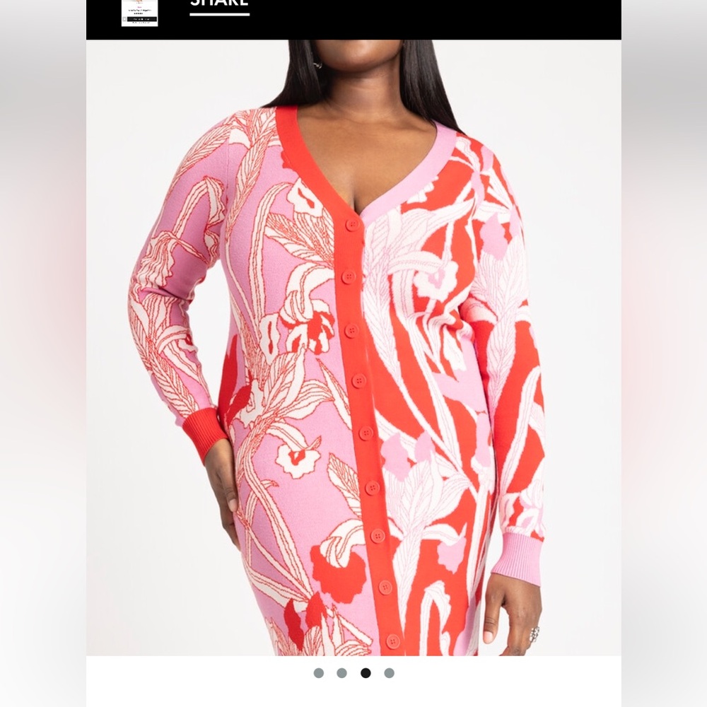 Eloquii Pink and Red Floral Dress